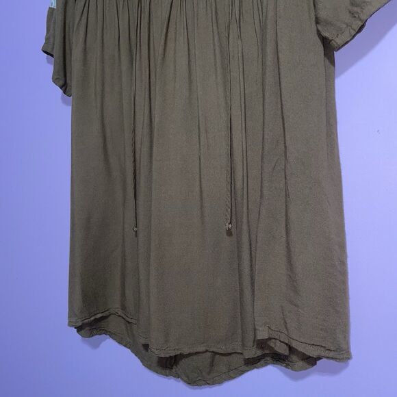 Umgee Mini Dress Women Small Brown Boho Peasant Minimalist Neutral Coastal - Picture 3 of 8